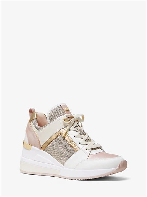 michael michael kors georgie chain-mesh and leather trainer|Georgie Leather and Glitter Chain.